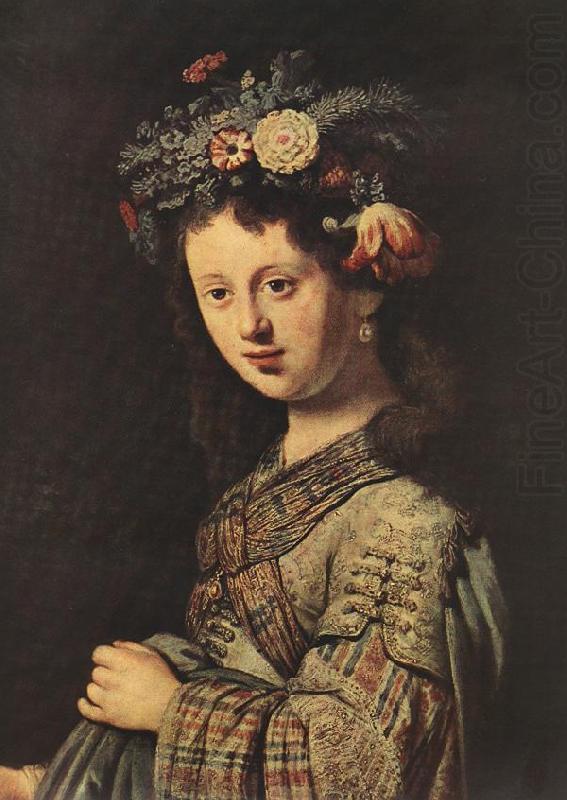 REMBRANDT Harmenszoon van Rijn Saskia as Flora (detail) dh china oil painting image